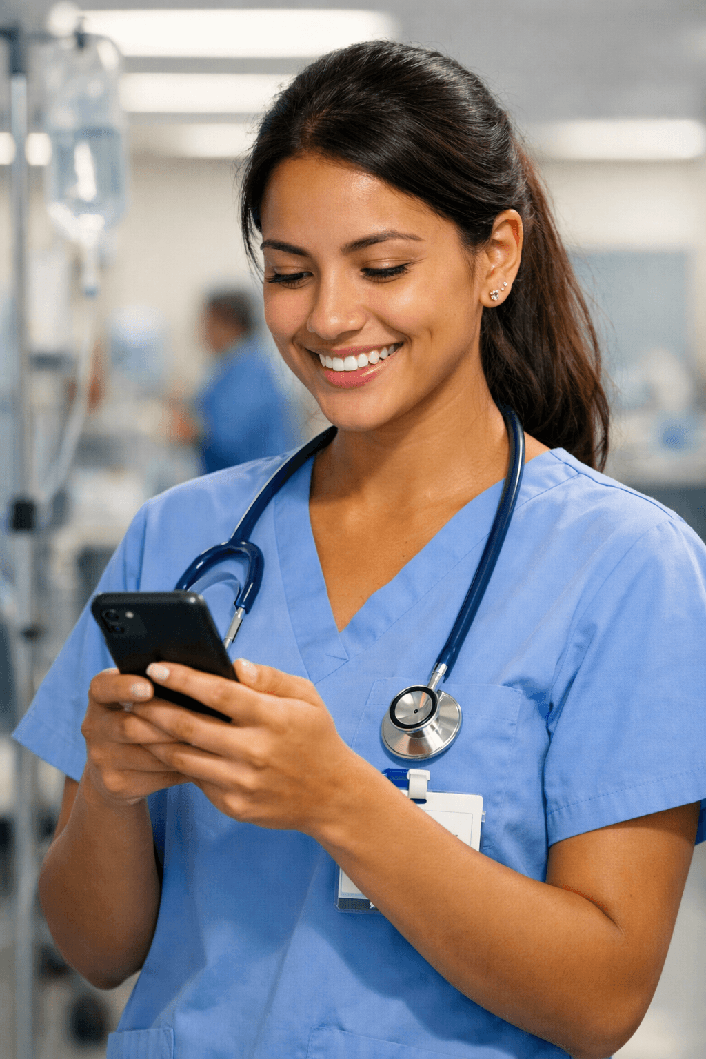 Well-integrated healthcare professional using a smartphone